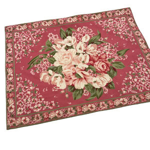 Set 4 April Cornell Pink Green Vintage Floral Cotton Canvas Placemats Pink 19"